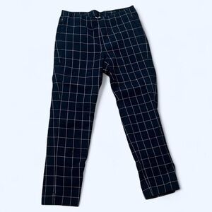 J. Jill 4 Petite Essential Cotton Blue White Plaid Casual Cropped Slack Pants